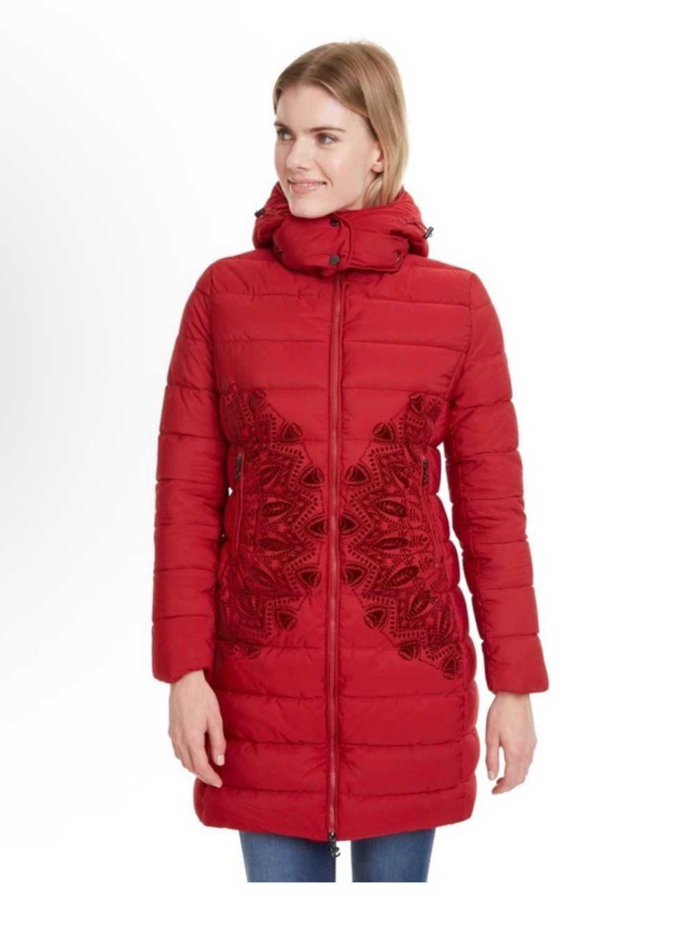 Desigual Women's Coat Red Mandala size 6
